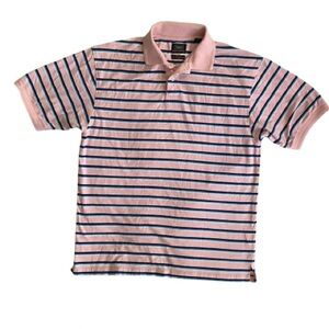 Haggar Pink Polo with Blue Stripes Men’s M